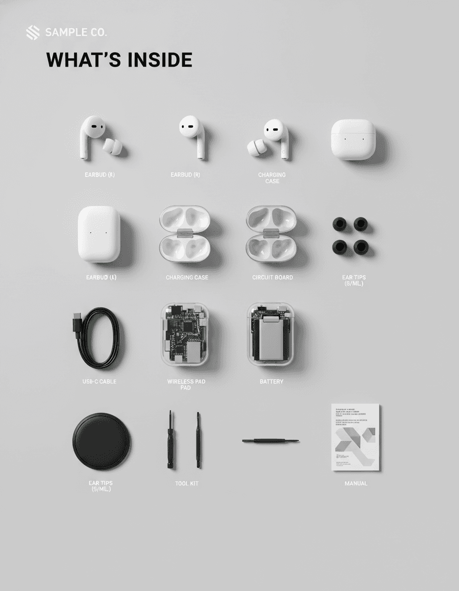 Vista previa de estilo de contenido: knolling flat lay