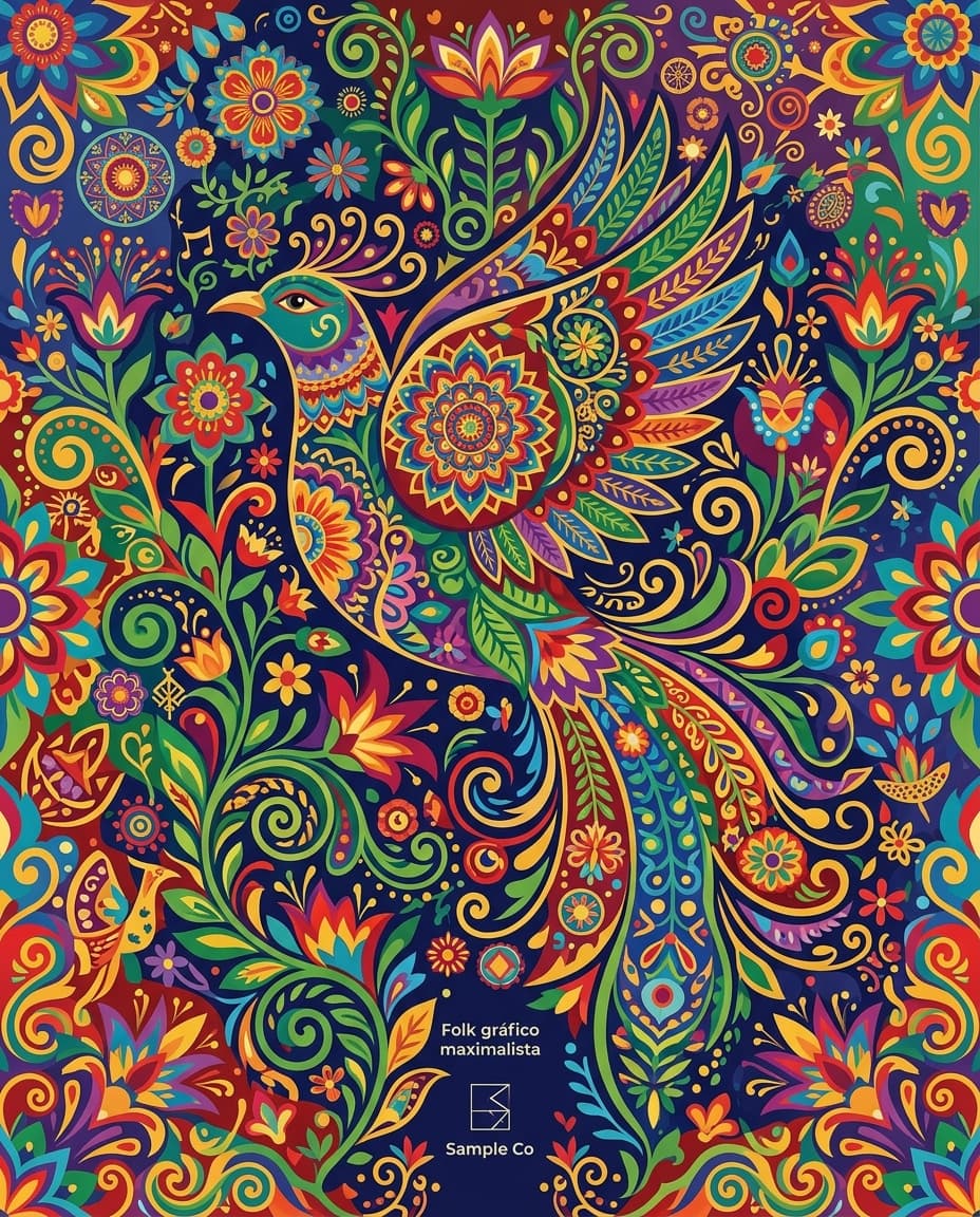 Vista previa de estilo de contenido: graphic folk maximalism